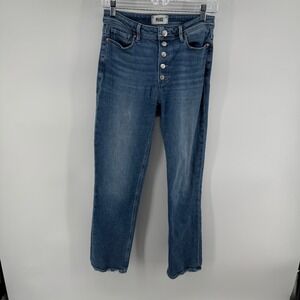 PAIGE High Waisted Button Fly Straight Leg‎ Jeans Medium Wash Size 27